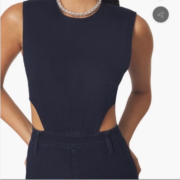 WEWOREWHAT CUTOUT SLIT STRETCH DENIM JUMPSUIT - Picture 5 of 12